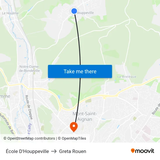 École D'Houppeville to Greta Rouen map