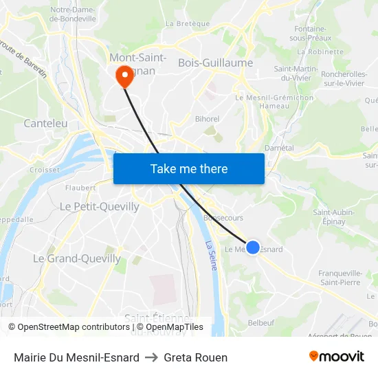 Mairie Du Mesnil-Esnard to Greta Rouen map