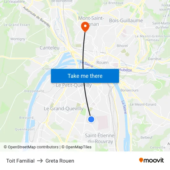 Toit Familial to Greta Rouen map