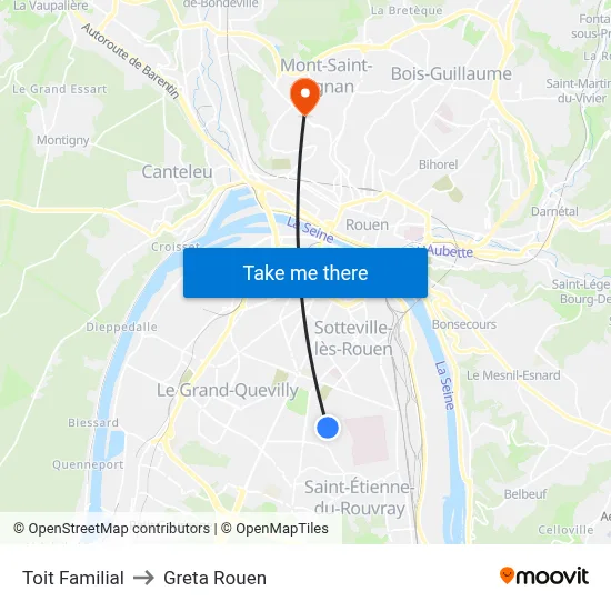 Toit Familial to Greta Rouen map