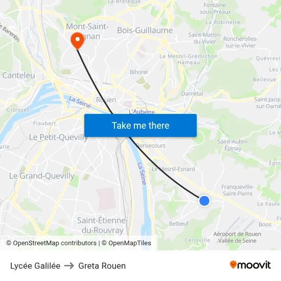 Lycée Galilée to Greta Rouen map
