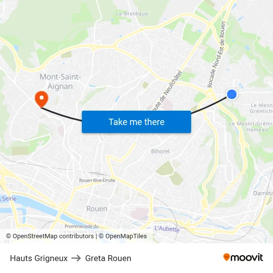 Hauts Grigneux to Greta Rouen map