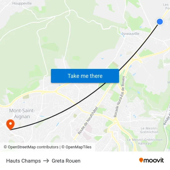 Hauts Champs to Greta Rouen map