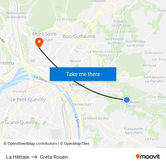 La Hêtraie to Greta Rouen map