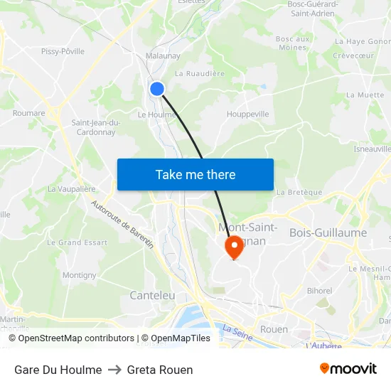 Gare Du Houlme to Greta Rouen map