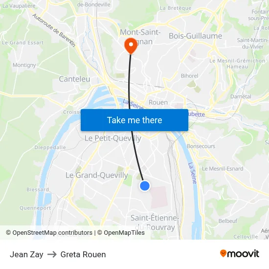 Jean Zay to Greta Rouen map