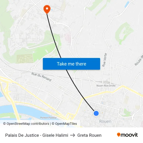 Palais De Justice - Gisele Halimi to Greta Rouen map