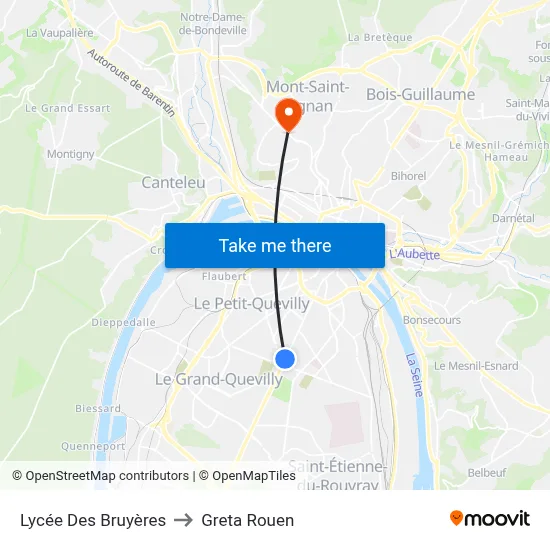 Lycée Des Bruyères to Greta Rouen map