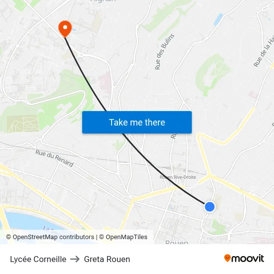 Lycée Corneille to Greta Rouen map