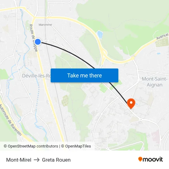 Mont-Mirel to Greta Rouen map