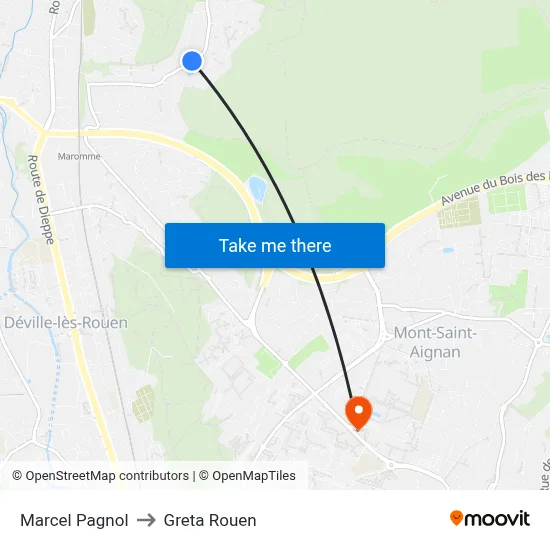 Marcel Pagnol to Greta Rouen map