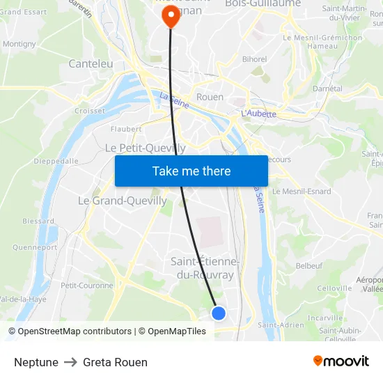 Neptune to Greta Rouen map