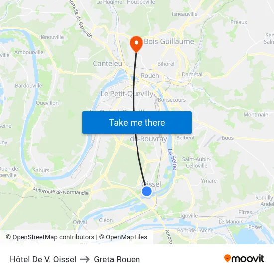 Hôtel De V. Oissel to Greta Rouen map