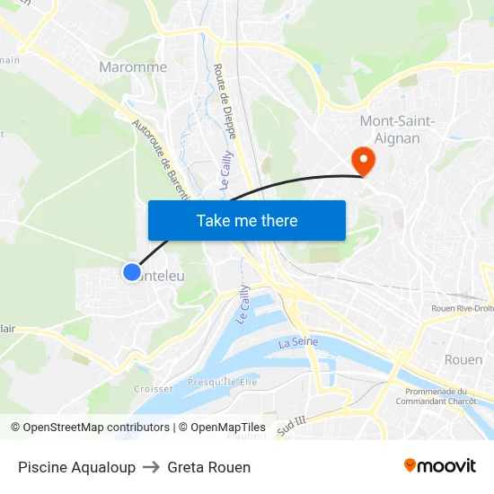 Piscine Aqualoup to Greta Rouen map
