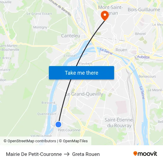 Mairie De Petit-Couronne to Greta Rouen map