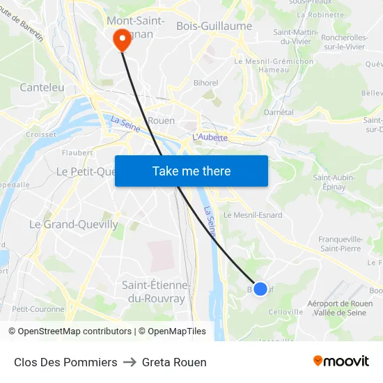 Clos Des Pommiers to Greta Rouen map