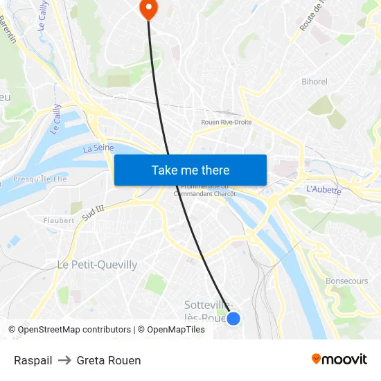 Raspail to Greta Rouen map