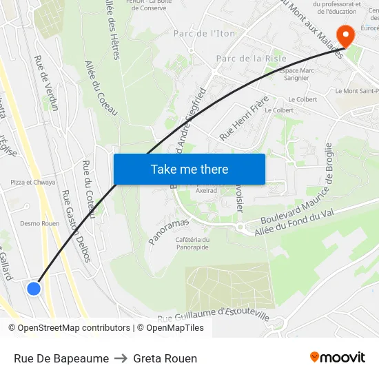 Rue De Bapeaume to Greta Rouen map