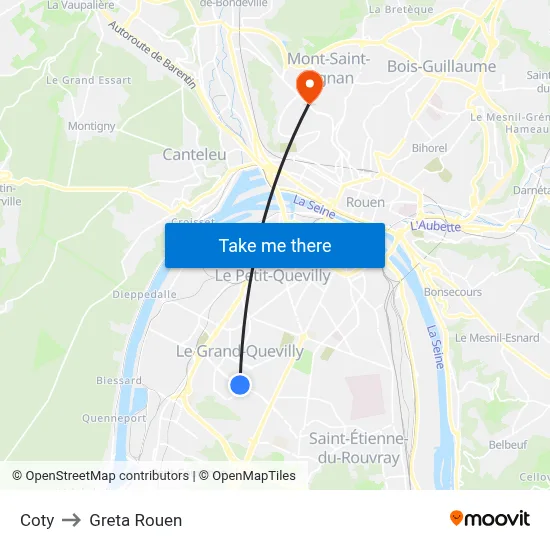 Coty to Greta Rouen map