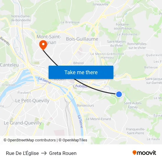 Rue De L'Église to Greta Rouen map