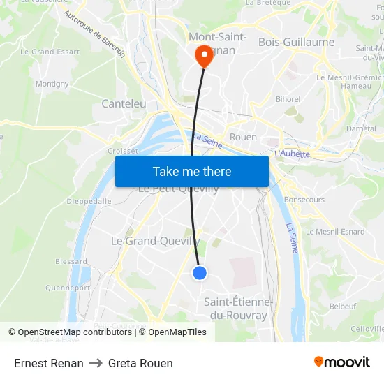 Ernest Renan to Greta Rouen map