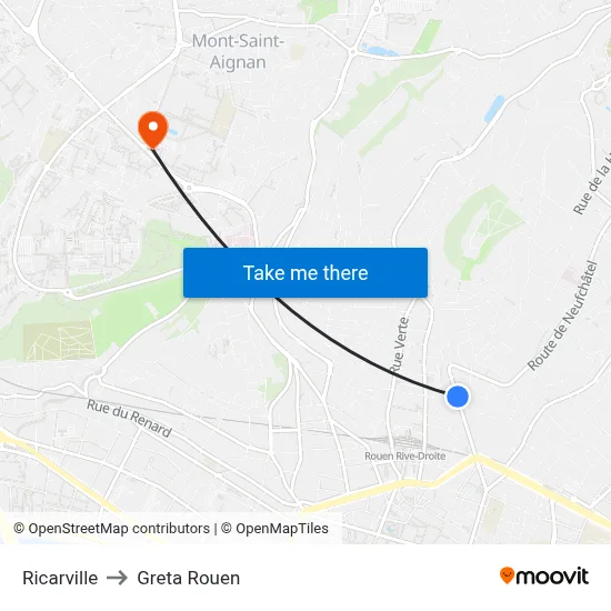 Ricarville to Greta Rouen map