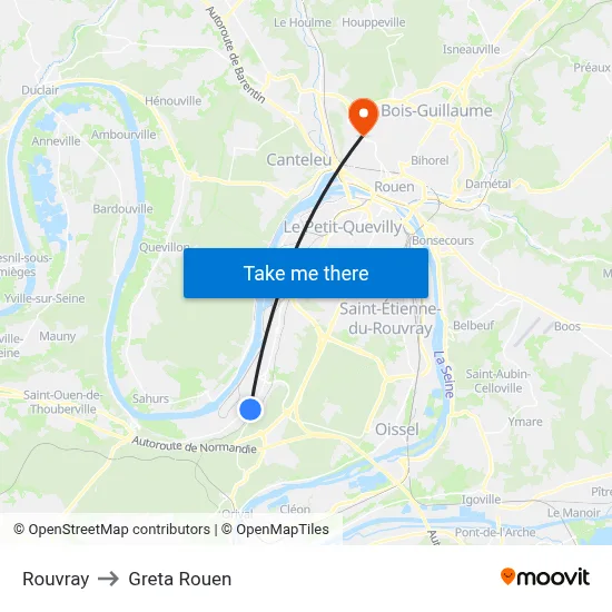 Rouvray to Greta Rouen map