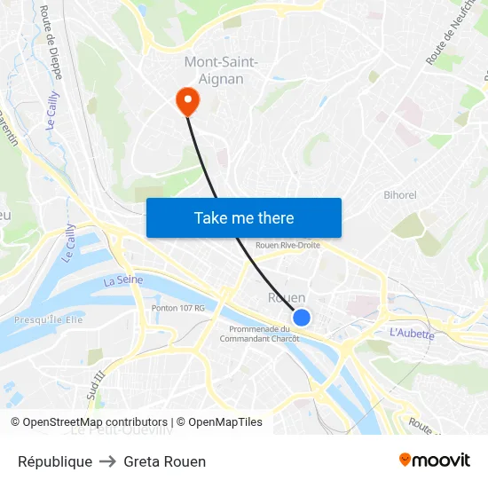 République to Greta Rouen map