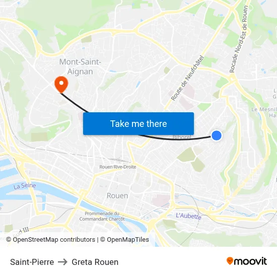 Saint-Pierre to Greta Rouen map
