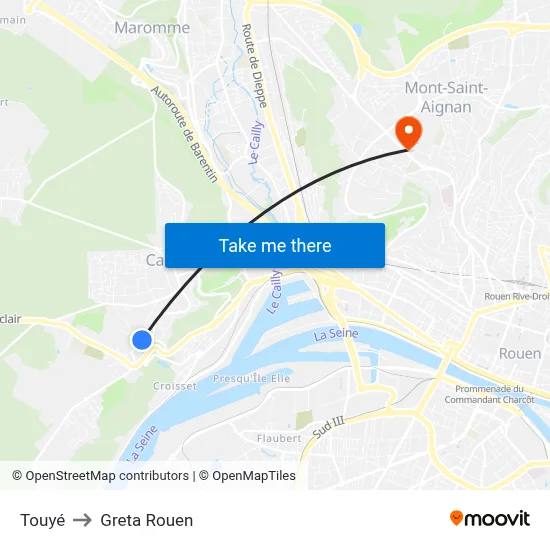 Touyé to Greta Rouen map