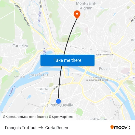 François Truffaut to Greta Rouen map