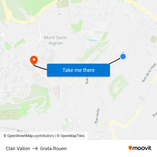 Clair Vallon to Greta Rouen map