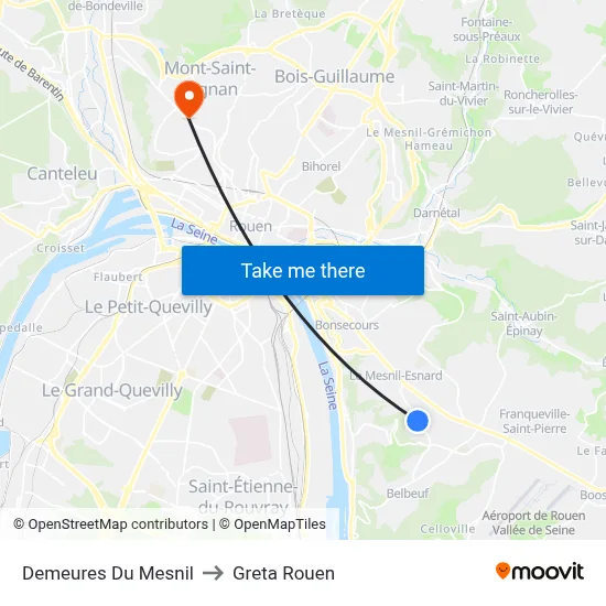 Demeures Du Mesnil to Greta Rouen map