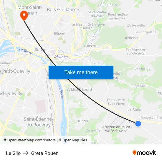 Le Silo to Greta Rouen map