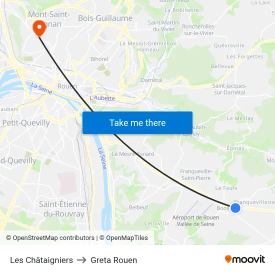 Les Châtaigniers to Greta Rouen map