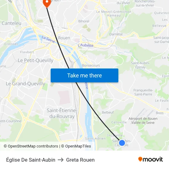 Église De Saint-Aubin to Greta Rouen map