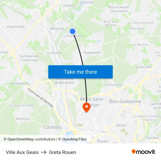 Ville Aux Geais to Greta Rouen map
