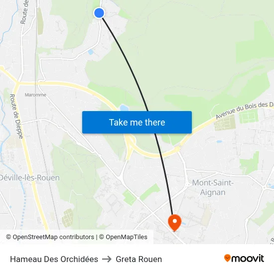 Hameau Des Orchidées to Greta Rouen map