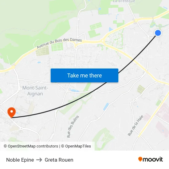 Noble Epine to Greta Rouen map