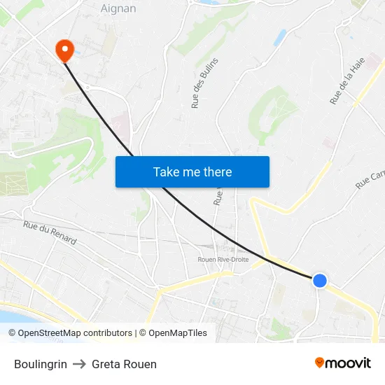 Boulingrin to Greta Rouen map