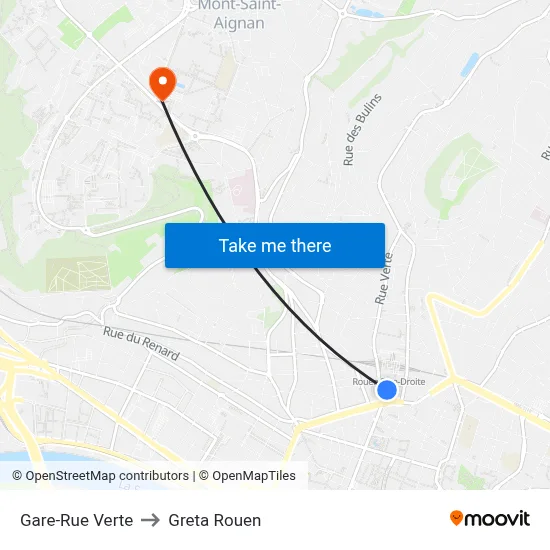 Gare-Rue Verte to Greta Rouen map