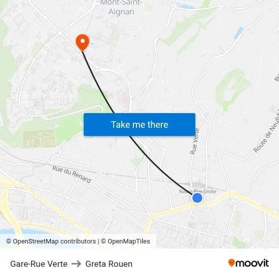 Gare-Rue Verte to Greta Rouen map