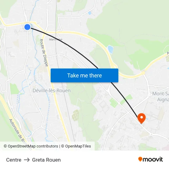 Centre to Greta Rouen map