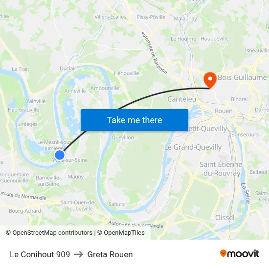 Le Conihout 909 to Greta Rouen map