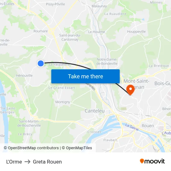 L'Orme to Greta Rouen map