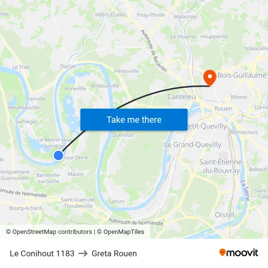 Le Conihout 1183 to Greta Rouen map