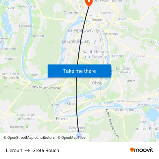 Lieroult to Greta Rouen map