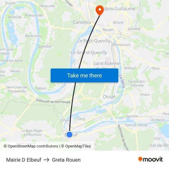 Mairie D Elbeuf to Greta Rouen map