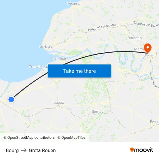 Bourg to Greta Rouen map