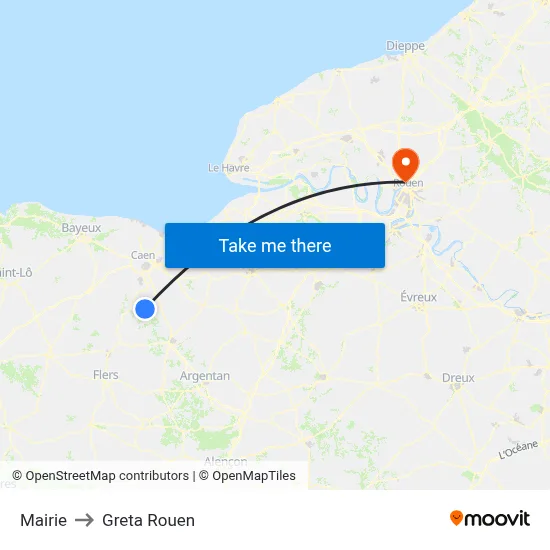 Mairie to Greta Rouen map